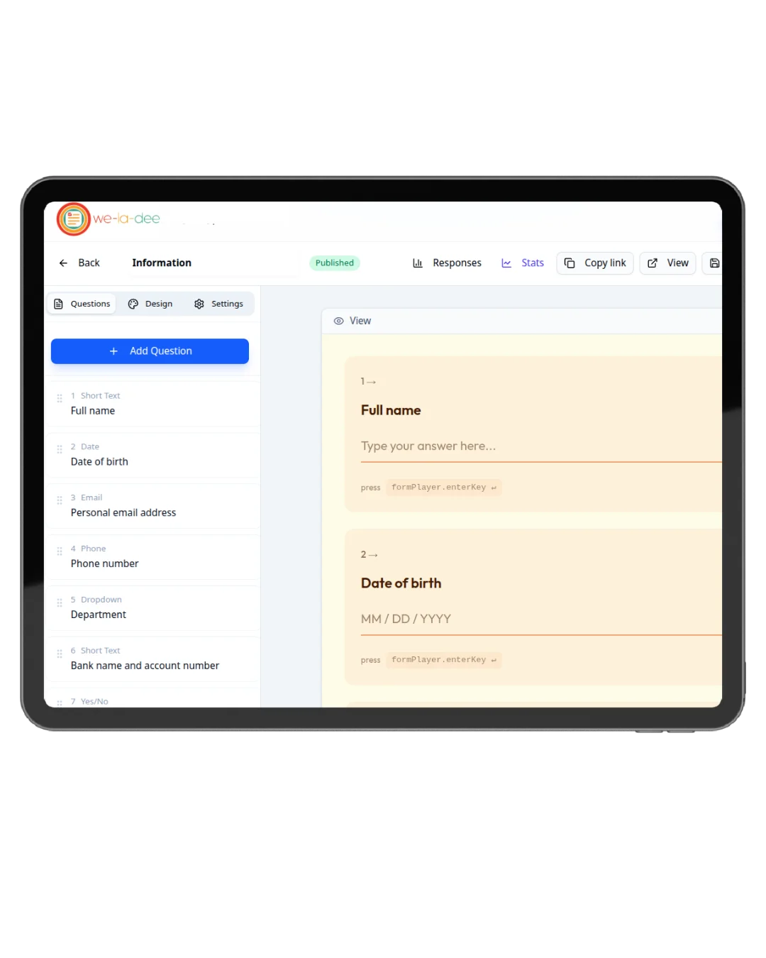Create the form & copy the link